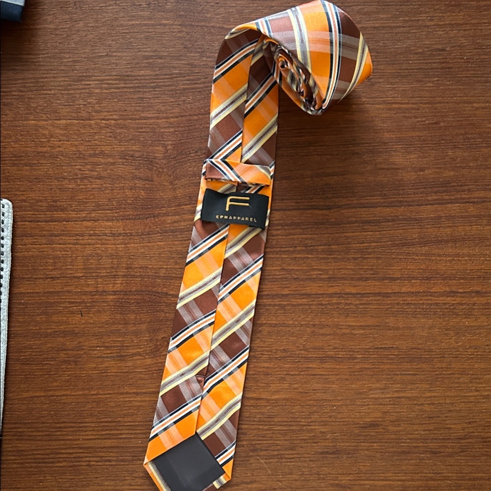 Orange and Brown Striped Tie